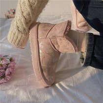SUNTEK雪地靴女学生短筒韩版学院百搭懒人冬季一脚蹬保暖加绒棉面包鞋子(35 L687粉色)