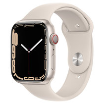 Apple Watch Series 7 智能手表 GPS款+蜂窝款 45毫米星光色铝金属表壳 星光色运动型表带MKJQ3CH/A