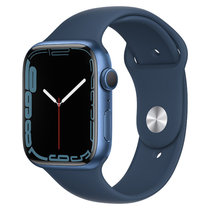 Apple Watch Series 7 智能手表 GPS款 45毫米蓝色铝金属表壳 深邃蓝色运动型表带MKN83CH/A