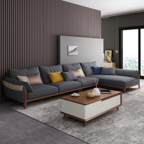 a家家具 现代简约布艺沙发组合客厅小户型轻奢北欧风格家具DB1579(蓝灰色 三人位+左贵妃位)