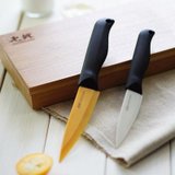 七鲤CHINICERA 高级陶瓷刀/锆瓷刀 竹盒白黄两件套