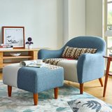TIMI北欧简约布艺沙发 现代经济型沙发 田园创意沙发 单人双人三人组合沙发 小户型沙发组合(蓝灰色 脚踏)