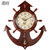 汉时（Hense）欧式创意时尚船舵挂钟客厅静音木质石英装饰摆钟HP40(帆船棕色)第3张高清大图