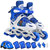 乐士ENPEX铠甲勇士可调旱冰鞋 溜冰鞋套装KJ-335/337直排闪光轮滑鞋套装(KJ-337蓝色 S码（31-34）)