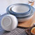 日式陶瓷米饭碗碟创意菜盘子咖啡杯简约蓝色边缘马克杯时尚餐具(6英寸雪花釉韩式面碗1个 默认版本)