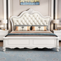 华南家具 美式实木床卧室简约现代1.8米高箱双人床欧式公主婚床1.5米单人床铺床架(B款-白皮 1.8*2.0M-床＋床垫＋1柜)