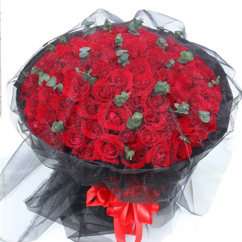 【鲜花猫】玫瑰花花束礼盒礼品鲜花520情人节母亲节礼物(99朵红玫瑰
