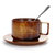 创意美式咖啡杯碟勺 欧式茶具茶水杯子套装 陶瓷情侣杯马克杯.Sy(美式咖啡杯(琥珀色)+勺+瓷盘)