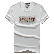 夏装薄款战地吉普AFS JEEP纯棉弹力圆领短袖polo衫652男半袖T恤衫(白色 L)