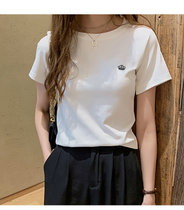 短袖t恤女2022夏季新款修身显瘦半袖圆领纯棉紧身上衣打底衫(白色 S)