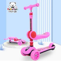 可折叠座椅多功能儿童滑板车高强承重三合一滑板车小孩溜溜坐骑车(粉红色)