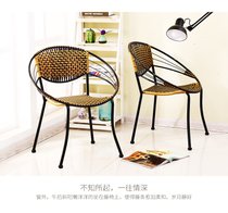 编织藤椅单人椅子塑料成人竹椅子靠背椅家用简约阳台小椅子夏凉椅(大号椅)