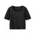 艾米恋衬衫女2021年夏季新款短款方领泡泡袖短袖上衣薄款黑色衬衣(黑色 M)