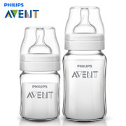 AVENT新安怡 宽口径经典玻璃奶瓶新生儿套装 配1孔+2孔