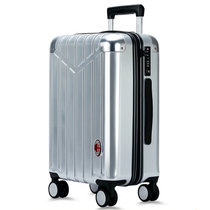 AC米兰 旅行箱女可爱小清新个性拉杆箱登机行李箱男学生潮 V领铝框款AC018(银色 24寸)