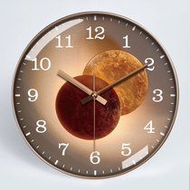 钟表挂钟客厅家用时尚创意简约时钟北欧大气卧室石英钟静音挂表(16英寸（直径40.5厘米） 红橙金框)