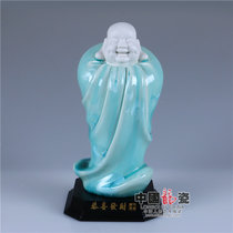 中国龙瓷 佛像高档陶瓷工艺品瓷器摆件德化白瓷恭喜发财（绿结晶）家居装饰TYC057