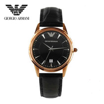 阿玛尼手表休闲时尚潮流商务皮带日历石英女士手表AR2445(黑色 皮带)