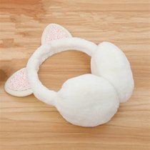 韩版可爱折叠护耳罩耳套保暖女挂耳包耳捂耳暖冬季儿童猫耳朵耳帽(不折叠猫耳朵白色)