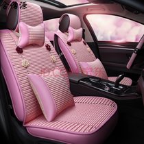 女士汽车坐套夏季汉腾X5专用全包座垫套冰丝仿手编2017/16 紫色豪华版--带一对头枕一(粉色豪华版--带一对头枕一对腰靠)