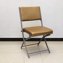 便携办公椅餐椅金属折叠椅家用电脑椅扶手麻将椅会议椅简易PU椅子(浅亮金无扶手)