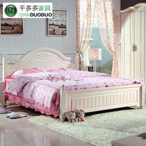 千多多 韩式田园床欧式床公主床1.5米双人床1.8米实木床卧室家具(1.5M*2.0M 单床)