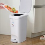 垃圾桶脚踏式开盖创意压圈带盖家用厨房客厅卫生间大号分类垃圾筒 14L白色JMQ-231