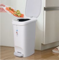 垃圾桶脚踏式开盖创意压圈带盖家用厨房客厅卫生间大号分类垃圾筒 14L白色JMQ-231