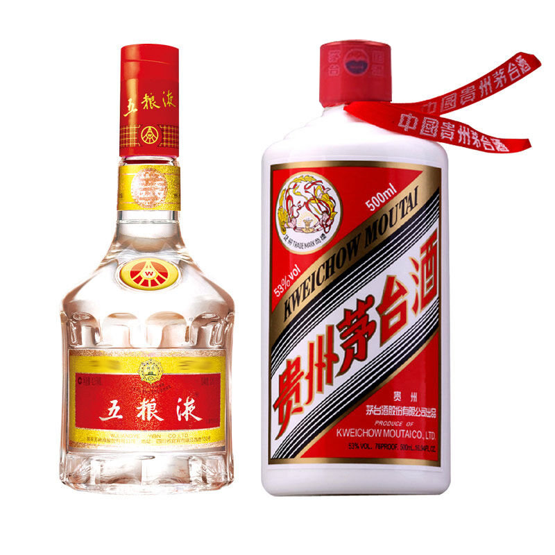 1919 酒类直供 53度飞天茅台配52度五粮液普通版425ml