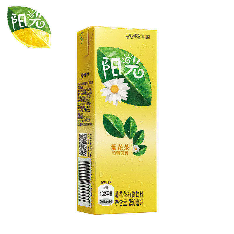 可口可乐coca-cola阳光柠檬茶菊花茶柠檬味茶饮料植物饮料 250ml*24盒