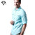 2014春夏季男士短袖衬衫 男装五分袖直筒休闲衬衫 韩版纯色方领商务休闲潮衬衫(天空蓝 XL)