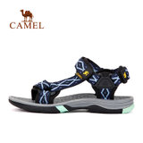 camel骆驼户外男款沙滩凉鞋 提花织带魔术贴男士凉鞋A612162177(蓝色 39)