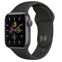 Apple Watch SE 智能手表 GPS款 44毫米 深空灰色铝金属表壳 黑色运动型表带MYDT2CH/A
