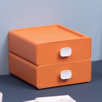 ins风桌面收纳盒抽屉式化妆品盒储物盒小塑料多功能(暮色橙 2个装)