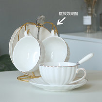 陶瓷英式下午茶咖啡杯套装简约杯碟组合欧式优雅描金咖啡具整套(金边2杯碟 默认版本)