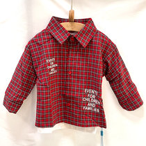 喔禾童装男童2022春季新款儿童休闲套装中小大童帅气男孩潮流格子衬衣两件套(110 红色)