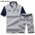 帛莱尼（bolainy）男式夏装短袖T恤 青少年运动套装休闲大码polo衫针织半袖D88(灰色 4XL)