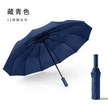 TP全自动雨伞折叠男女开收大号十二骨双层黑胶晴雨两用伞三折伞TP7033(藏青色 碰击布)
