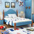 宜捷家居 儿童床实木床单人床青少年单层床地中海卧室家具(排骨床(蓝色) 1.5*2.0M)