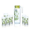 乐美雅Luminarc凉水壶套装 绿意盎然有机印染水具七件套 玻璃水壶水杯礼品