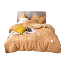 帝堡龙DIBAOLONG单双人床上用品 日系纯色清新活性磨毛贴布绣四件套件 亲肤被套 床单(默认 默认)