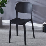 北欧风塑料现代餐椅简约家用成人椅子靠背凳子奶茶店化妆休闲椅子(L.G.F.-绅士黑)