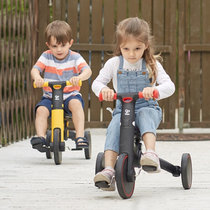 Hape儿童滑行骑行踏行三合一折叠平衡车金属学步车避震1-3岁E8468 国美超市甄选