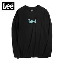 LEE男士圆领logo图案长袖T恤L37177K99K11(黑色 L)