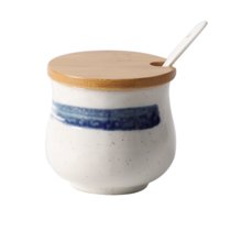 创意日式油盐罐调味罐佐料调料盒 陶瓷辣椒盅调味瓶单个家用厨房(江雪 调味罐单个（7.8*8cm） 默认版本)