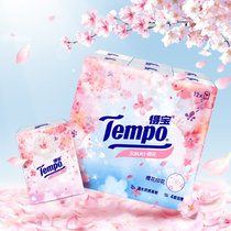 得宝(Tempo)迷你印花小包手帕纸4层7张*12包 (樱花香型)樱花季特供款