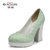 Aolun/澳伦 新款*女鞋单鞋粗跟圆头超高跟鞋防水台单鞋42060203(淡绿色 35)