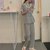 SUNTEK夏季蕾丝睡衣女2022年新款短袖长裤简约时尚两件套家居服套装(7077#灰色)