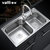 华帝卫浴 304不锈钢水槽双槽套装 厨房加厚大容量洗菜盆(A2017（76）-Q.1)