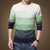 男装秋装男士针织衫潮韩版外套男士粗线圆领拼接套头毛衣男S1619(绿色 XL)
